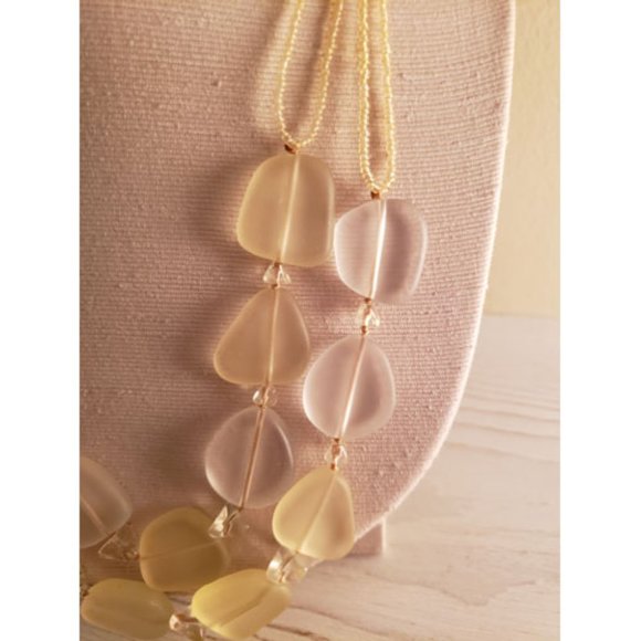 Coldwater Creek Jewelry - Yellow White Frosted Statement Necklace Coldwater